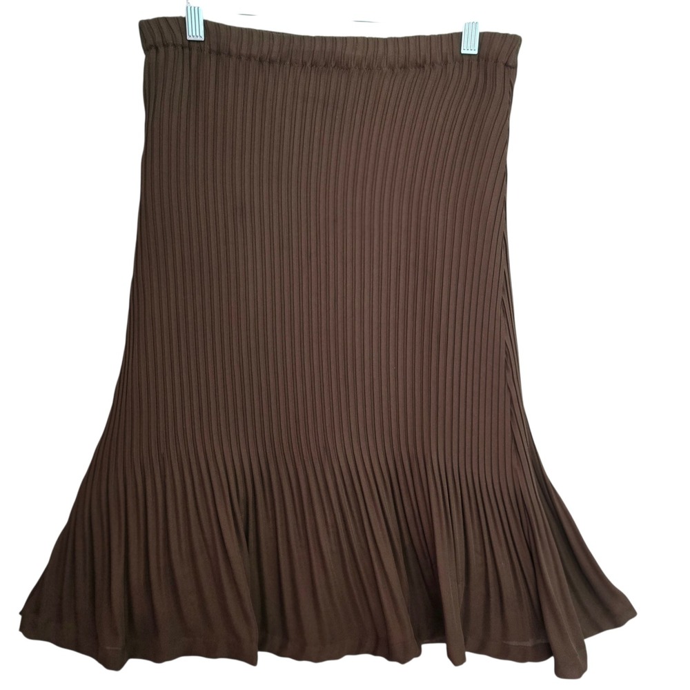 Allison Taylor Brown Pleated Midi Skirt Womens Medium Preppy Office Flared